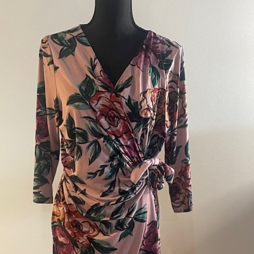 Pink Floral Wrap Dress